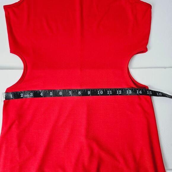 Red Side Cutout Sleeveless Jesey Midi Dress Women's Size L NWT - Picture 11 of 12